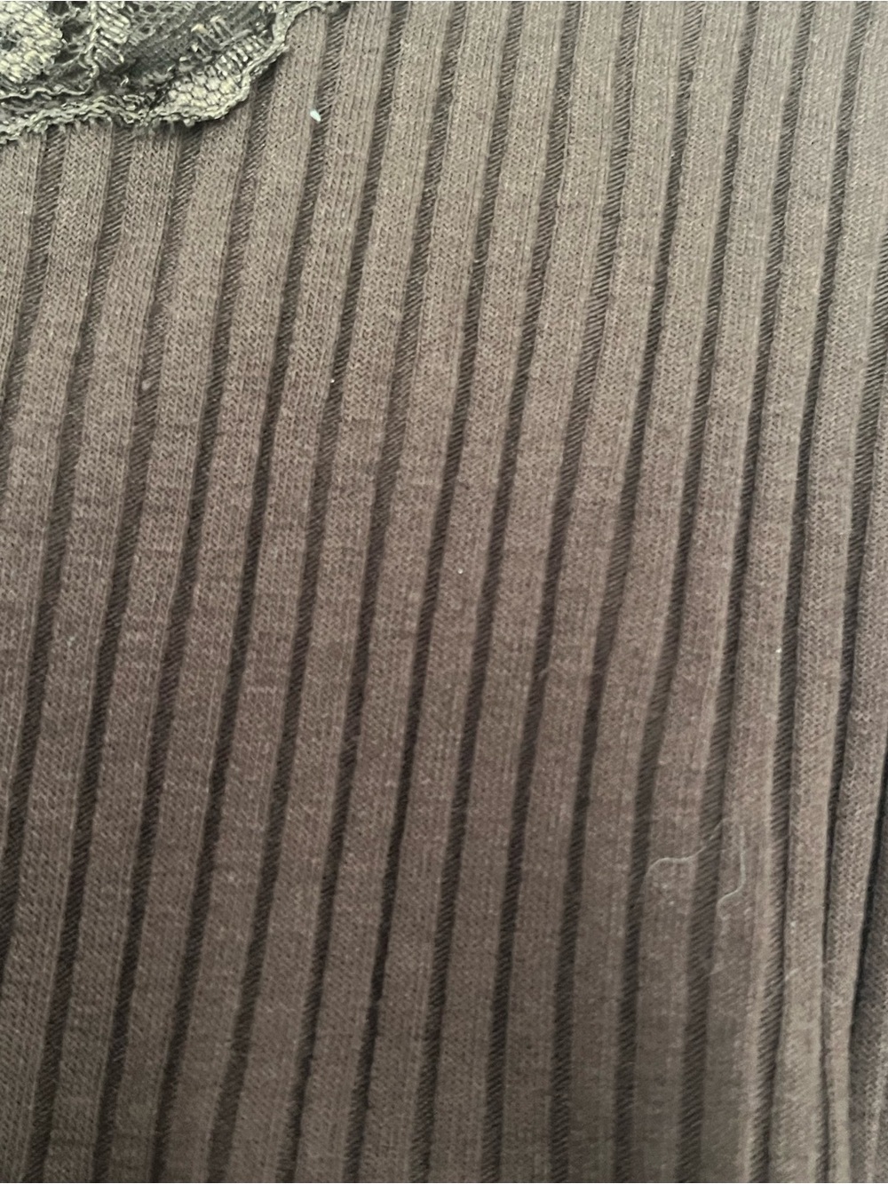 Old Navy Brown Ribbed Lace-Trim Button Down Top - Picture 7 of 7